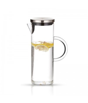 1.3 liter borosilicate glass carafe hand made carafe water pitcher jug with handle stainless steel cover lid