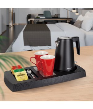 hotel and restaurant supplies black electric water kettle and service tray