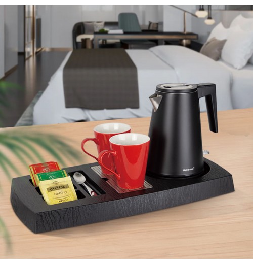 hotel and restaurant supplies black electric water kettle and service tray