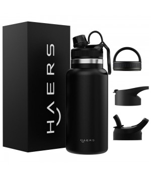 HAERS double wall stainless steel outdoor sports kettle students insulated cold water cup water bottle