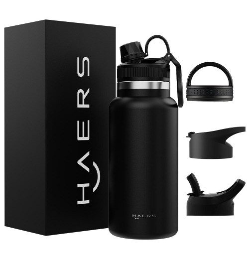 HAERS double wall stainless steel outdoor sports kettle students insulated cold water cup water bottle