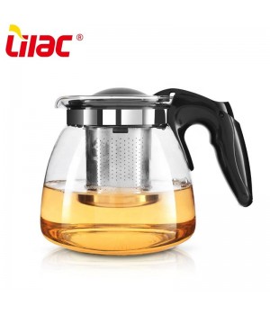 Lilac BSCI SGS LFGB 1500ml Glass Tea Pot Gorgeous Semi-automatic Rotary French Heat Resistant Glass Teapot