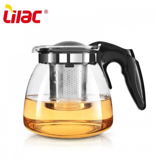 Lilac BSCI SGS LFGB 1500ml Glass Tea Pot Gorgeous Semi-automatic Rotary French Heat Resistant Glass Teapot